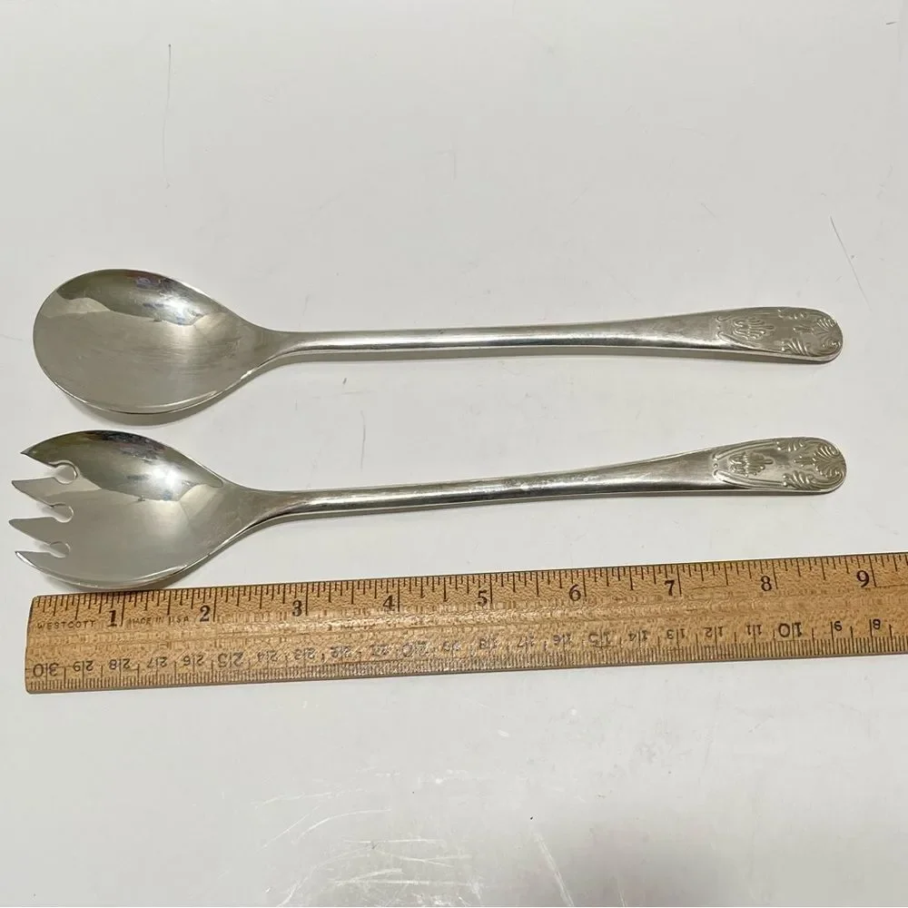 Vintage Silver Plate Salad Serving Utensils Set 9